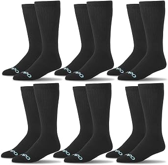 Oddball Mens Classic Crew Socks XXL Size 1418 6-Pack Padded Cotton Blend with Stay-Up Ribbed Leg & Reinforced Toe