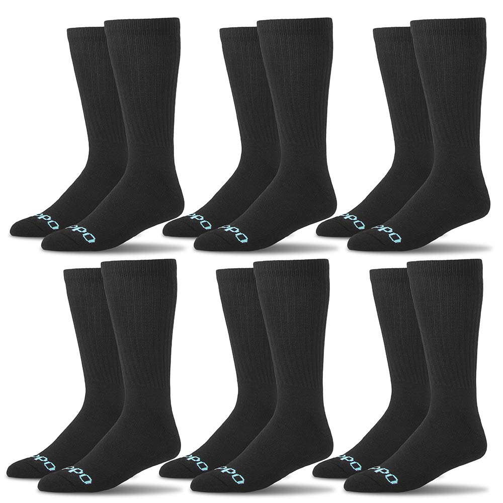 Oddball Calcetines clásicos para hombre, talla XXL, talla 14-18, paquete de 6 unidades, mezcla de algodón acolchado, pierna acanalada y puntera reforzada