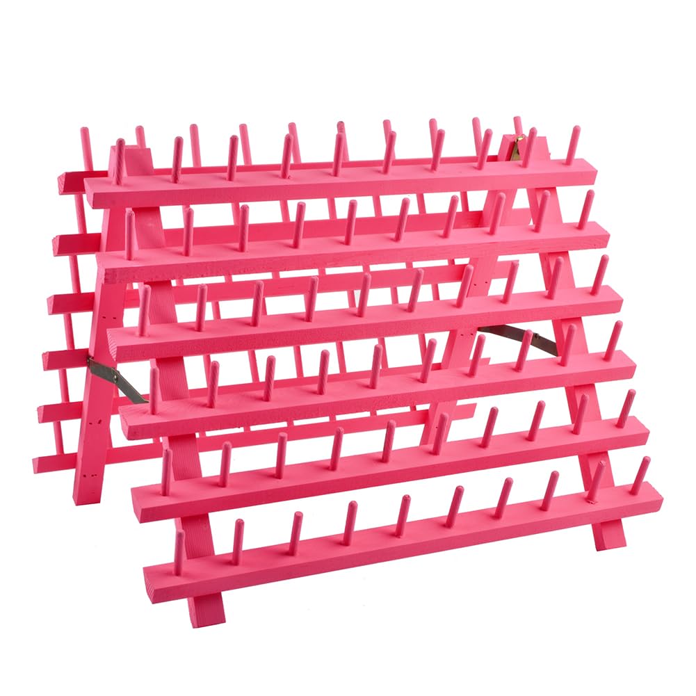 NW Faltbarer Garnhalter Aus Holz – Für 120 Spulen, 40x32 Cm – Näh- & Stickorganizer (Rosa)