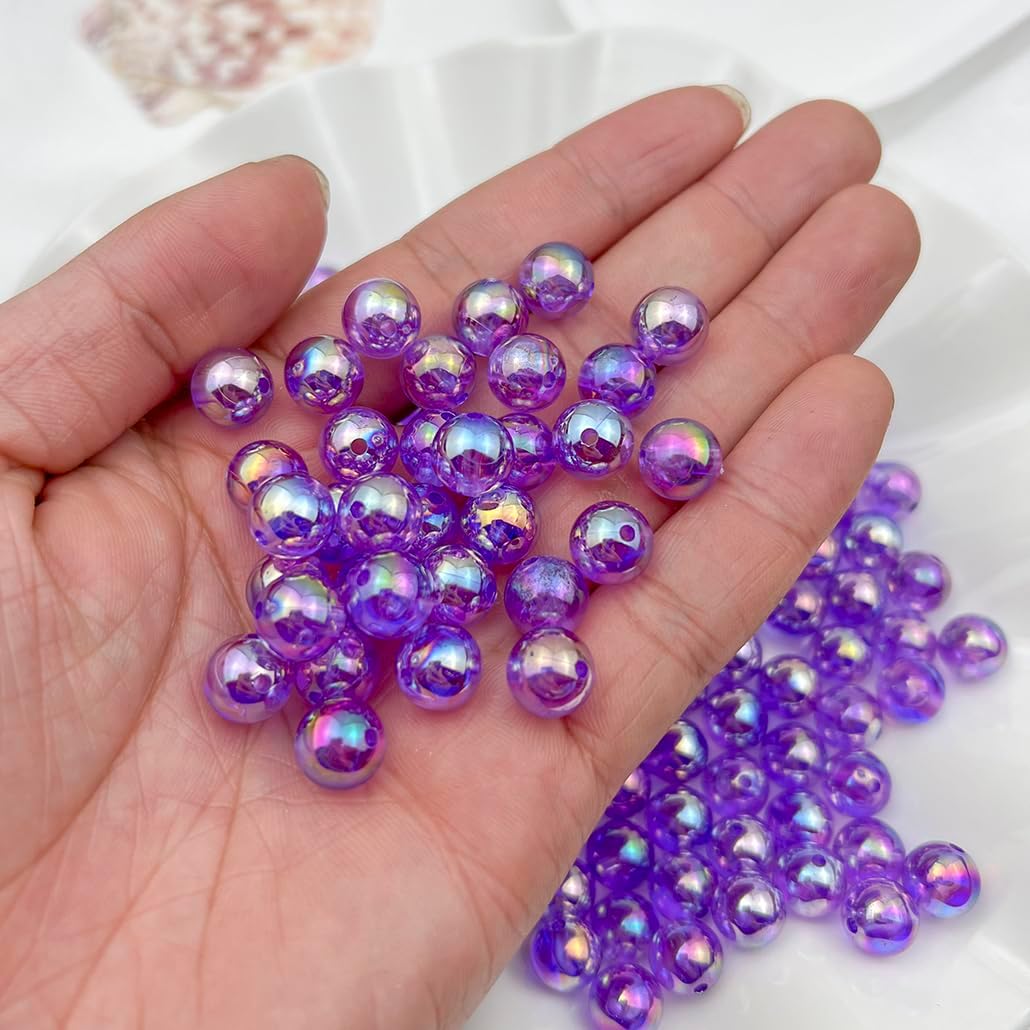 2000 Pcs 4mm Acrylic Round Beads AB Colors Craft Beads Round Spacer Beads with Holes for DIY Craft Making Necklace Bracelet Earring Ornament(22- Deep Purple) - Image 3