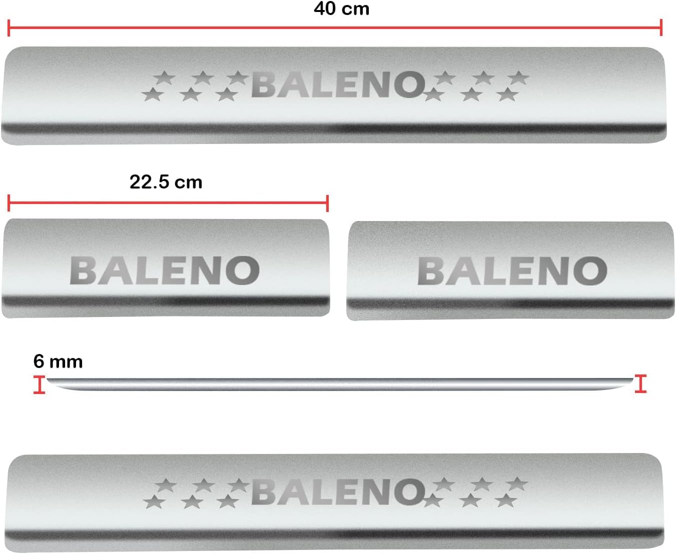 AC Door Sill/Foot Step Stainless Steel Scuff Plate Plates Compatible with Maruti Suzuki Baleno (Model 2022-2023 (Set of 4 Pcs)