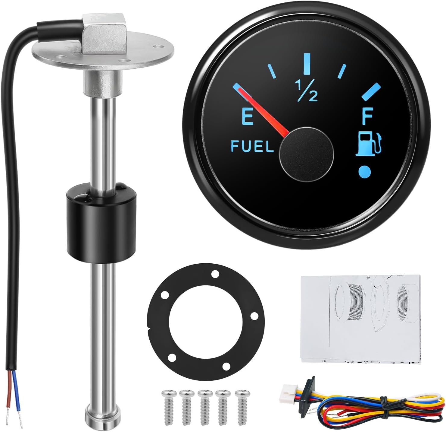 MH Fuel Sending Unit and Gauge 8"(200mm) 316 Stainless Steel Fuel Tank Level Sender 240-33ohm for AUTO Car Truck Boat Marine(Black)