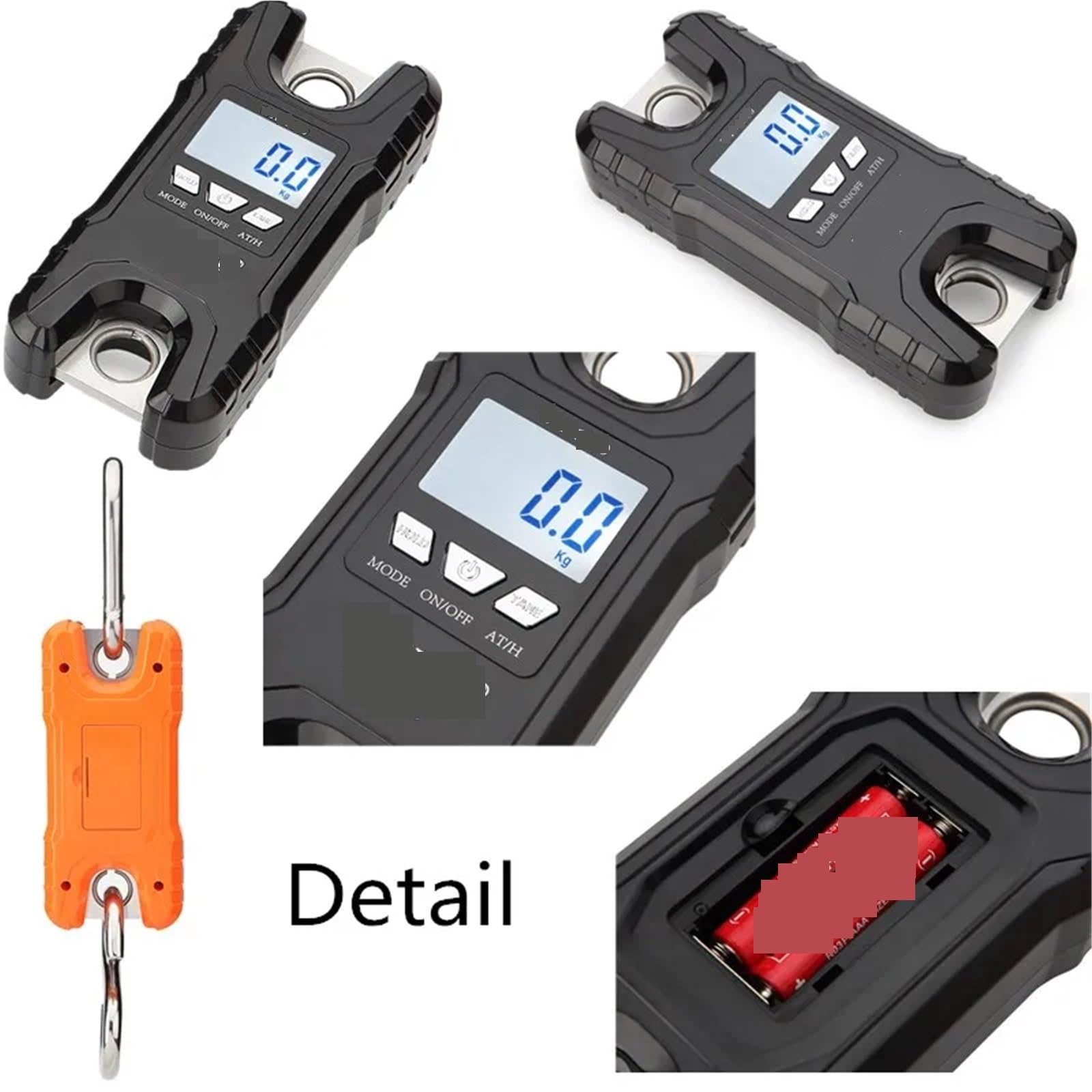 Bilancia digitale per gru, Bilancia Per Gru, Display Digitale Da 500 Kg Gancio Sospeso Pesatura Elettronica Viaggio Per Pesca,Fattoria, Pesca, Pesce,(Black)