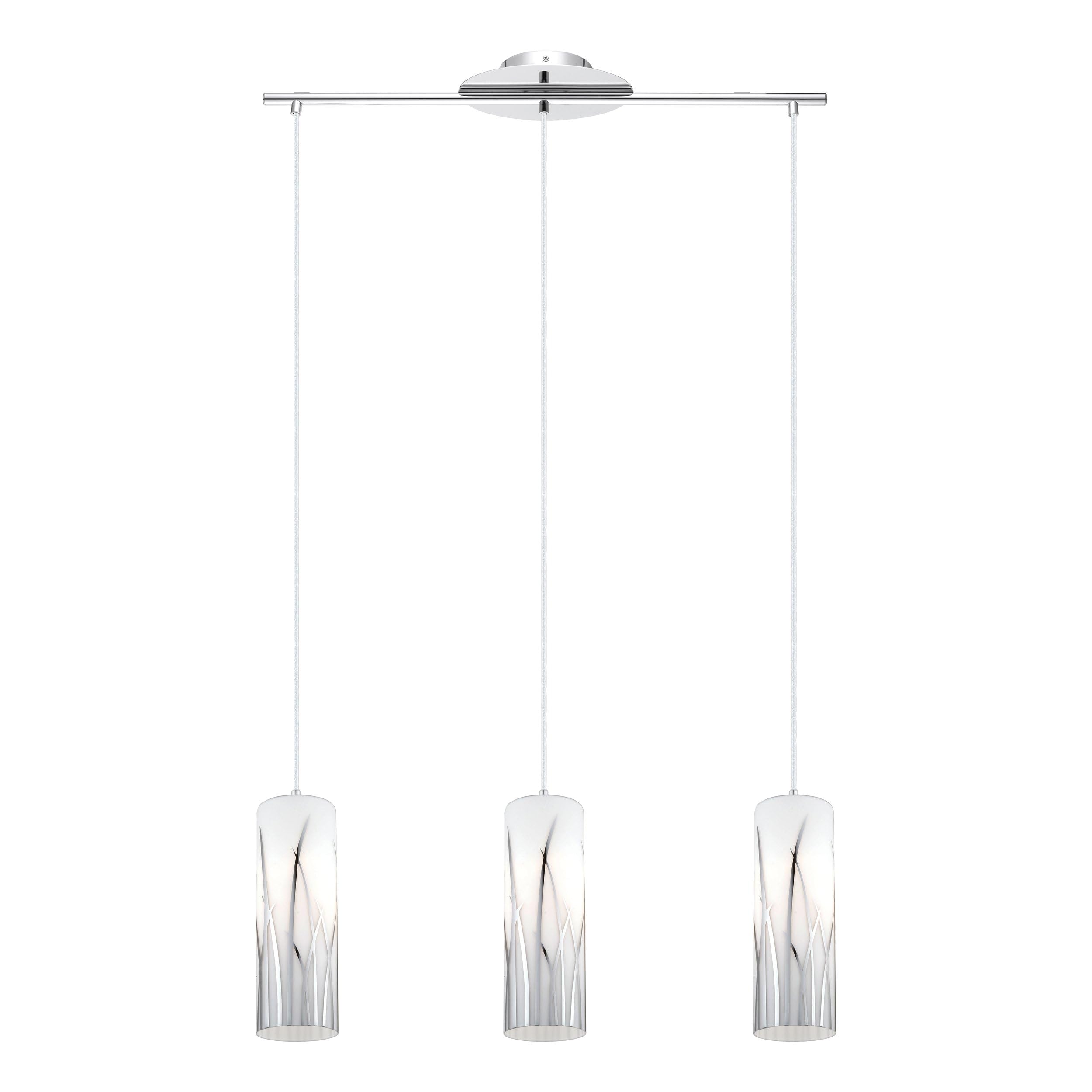 Eglo Lámpara colgante Rivato, lámpara suspendida de 3 luces, elegante | hecha de acero y vidrio con detalles en cromo y blanco, lámpara para mesa de comedor, lámpara de salón colgante, E27