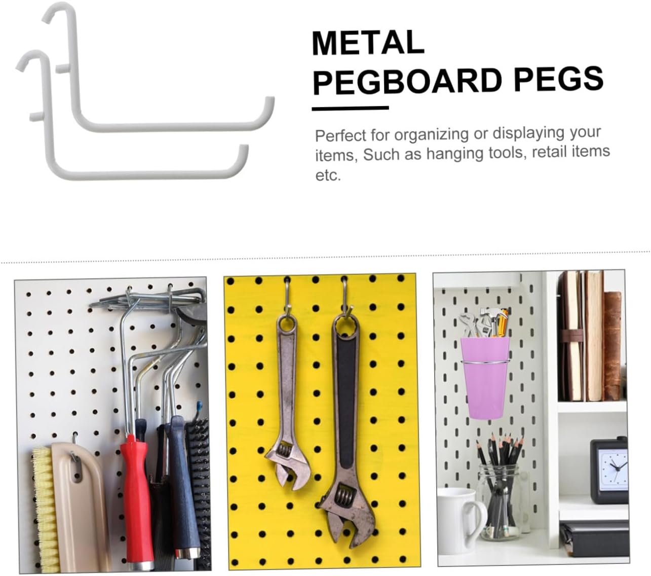 Homoyoyo 4pcs Pegboard Hooks for Tool Organization Hanger for Garage Workbench Kitchen and Craft Storage Efficient for Various Tools