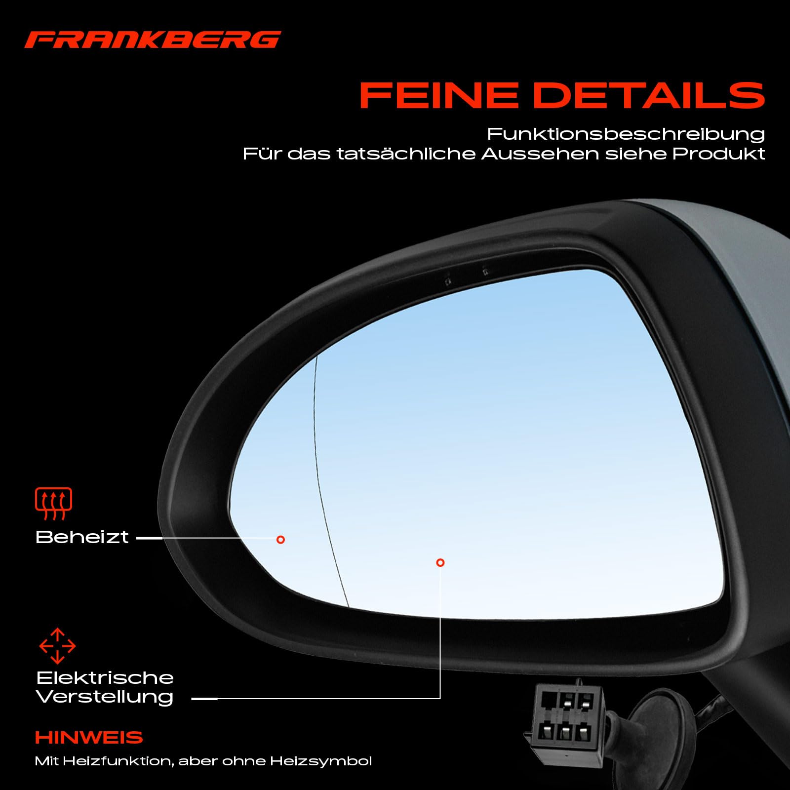 Frankberg Specchietto retrovisore esterno sinistro (lato guidatore) | 1428943, Compatibile con: Corsa D S07, Corsa D Box/Hatchback S07, Corsa E Box/Hatchback X15, Corsa E X15