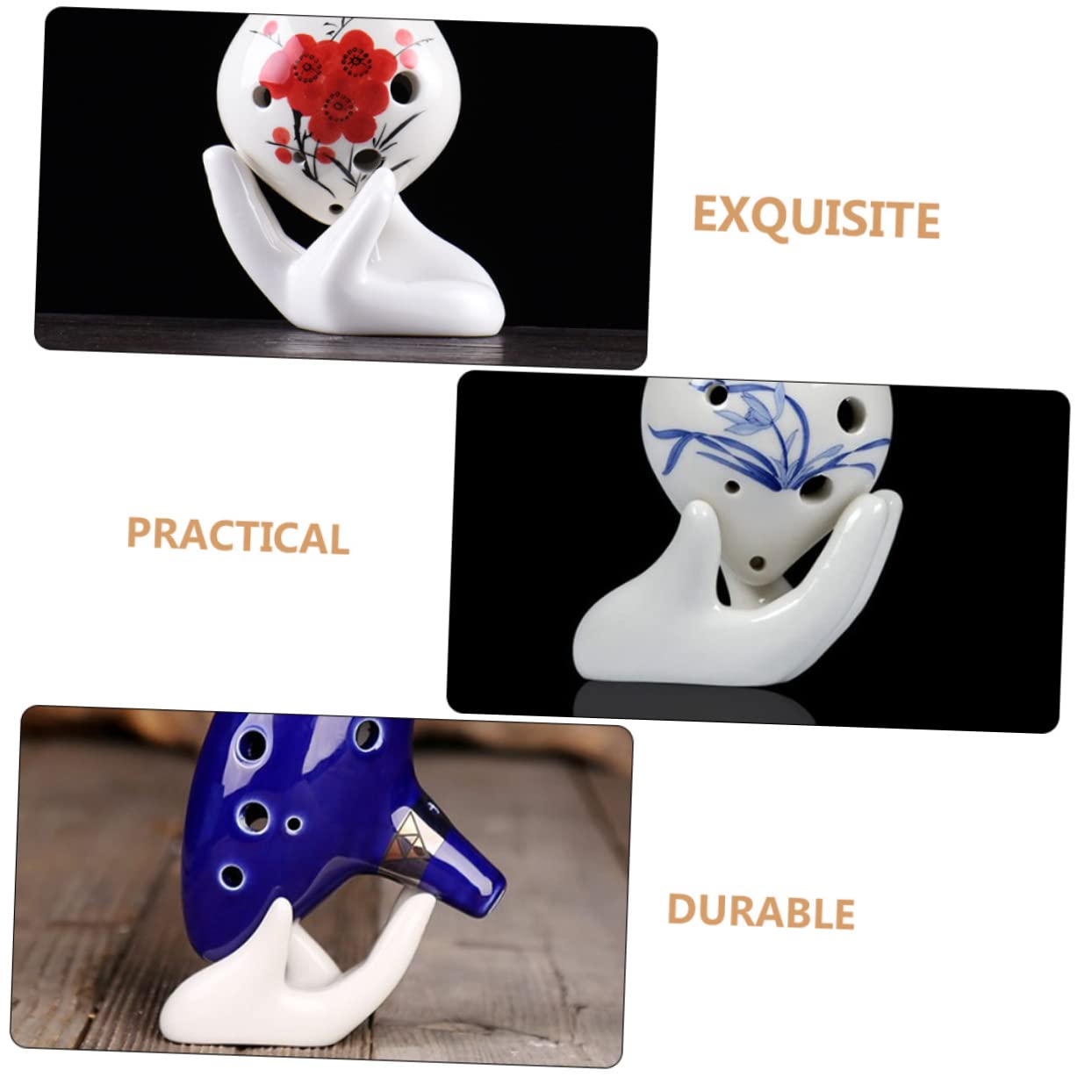 4pcs Ocarina Stand Ceramic Ocarina Base Portable Ocarina Holder Hand-shaped Ocarina Holder Instrument Holder Musical Instrument Part Instrument Accessory Musical Instrument Stand
