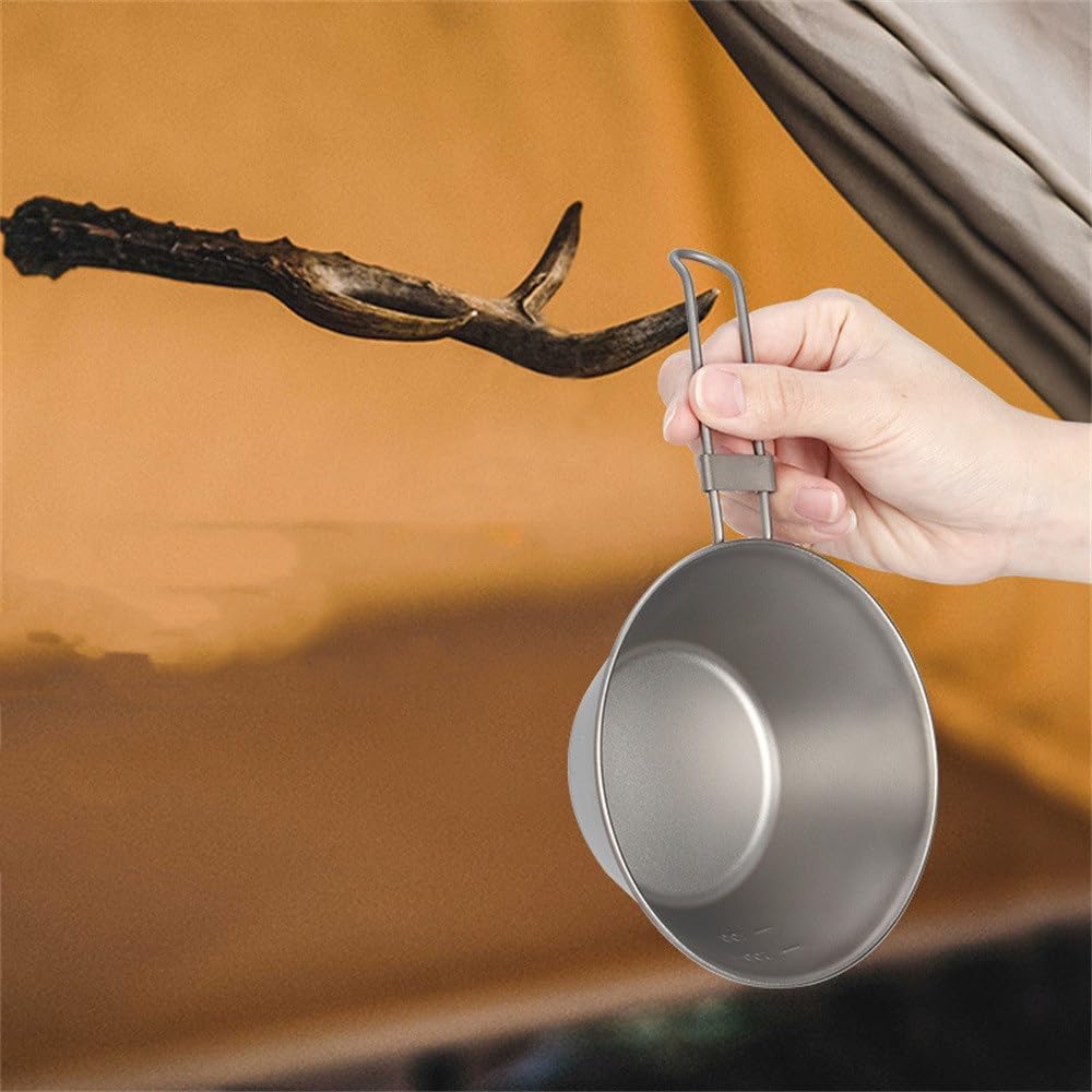 Copa Camping Sierra Cuenco Sherpa de titanio for acampar al aire libre, con asa plegable, for picnic(300ml)