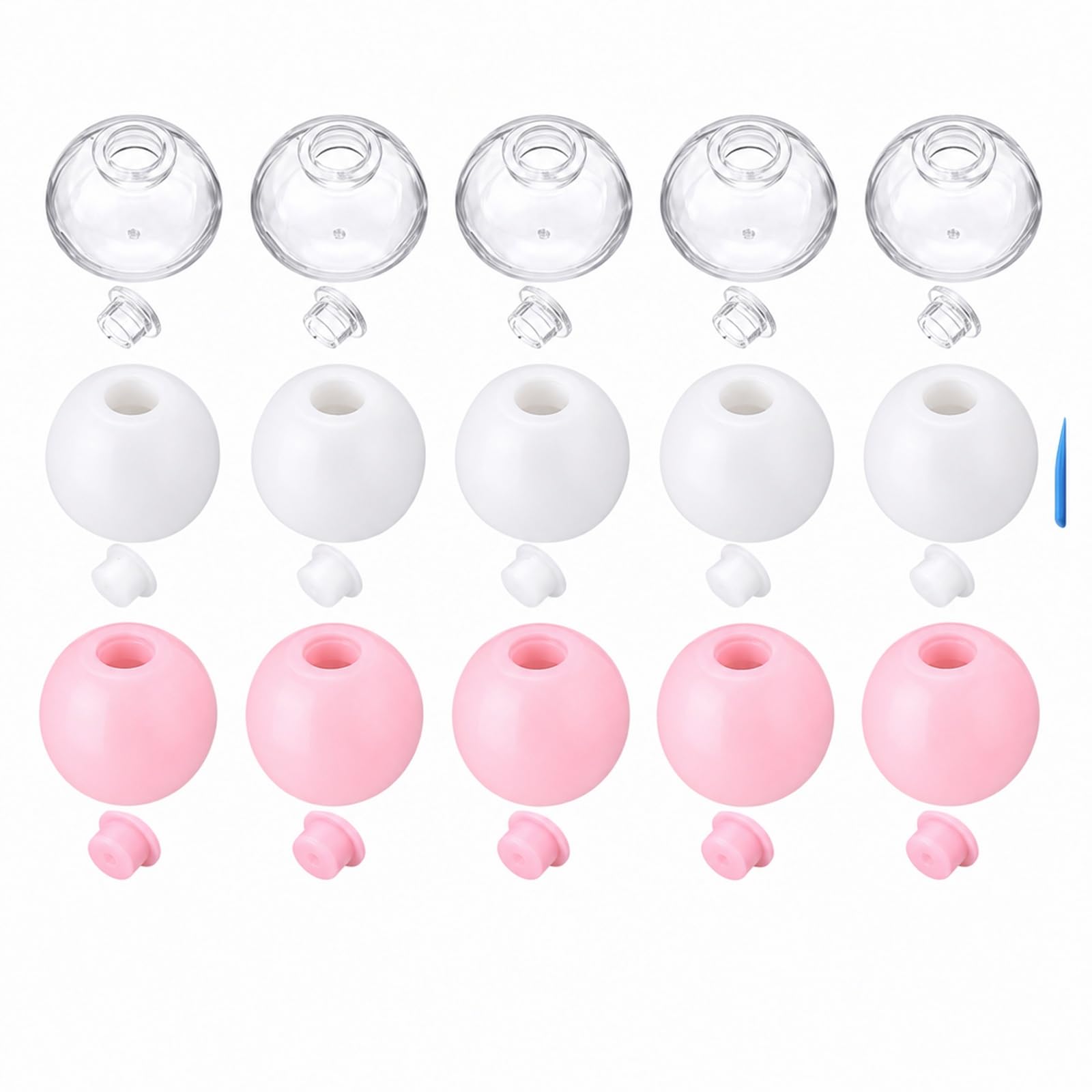 Squishy Skins Empty Shells with Plugs Make Your Own Squishy Set (White, Pink, Clear)