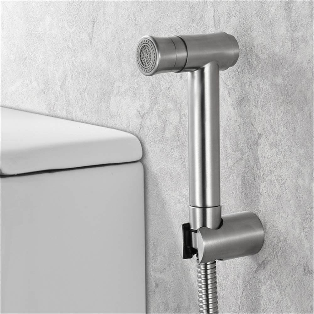 Set spruzzatore for Bidet Portatile, spruzzatore for Pannolini in Tessuto for Attacco WC, Bagno for Cani, Pulizia del Bagno e igiene Personale, Acciaio Inossidabile Spazzolato