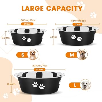 PETTOM 2 Pack Dog Bowls Stainless Steel 860ML