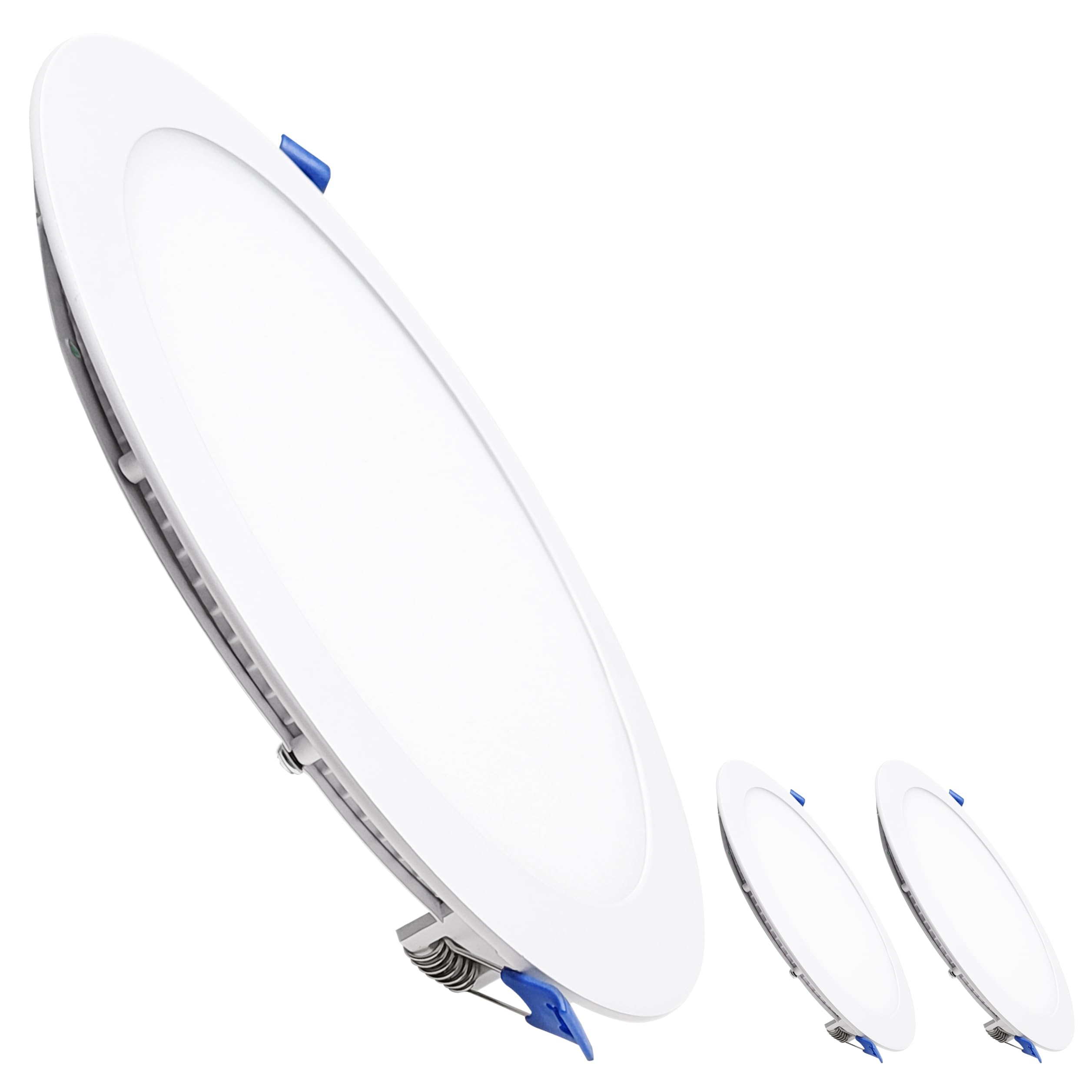 LED ATOMANT Packung mit 3 LED Einbaustrahler Downlight Rund Flach 220mm 20W, CCT (Farbwahlschalter Warmweiß, Neutralweiß oder Kaltweiß), Durchmesser 200mm, 1800 Lumen, Inklusive Treiber