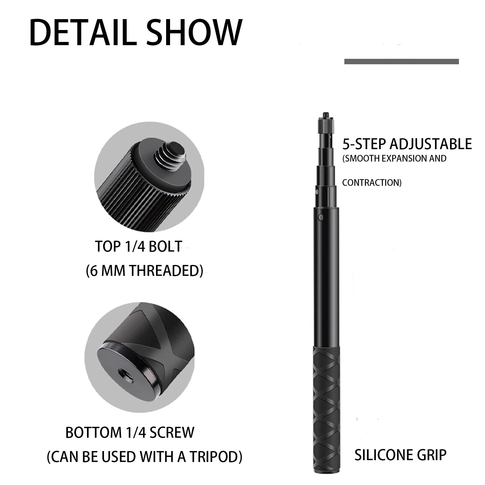Set Supporto Per Action Camera A Tripla Ventosa – Asta Telescopica 112 Cm Per Insta360, GoPro, Akaso