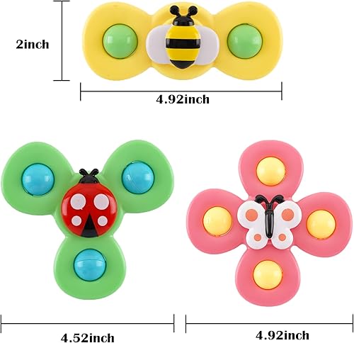 Miniatura 7 de Hundredmore Juguete giratorio de 3 piezas con ventosa para bebés de 12 a 18 meses, juguetes de baño para niños pequeños de 1 a 3 años, juguetes