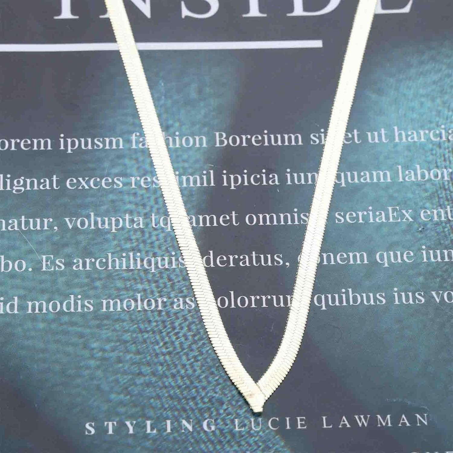 Boho Snake Herringbone Necklace Gold Flat Snake Chain Necklace Vintage V Shape Choker Necklace Minimalist Short Collar Necklace Jewelry for Women - Image 6