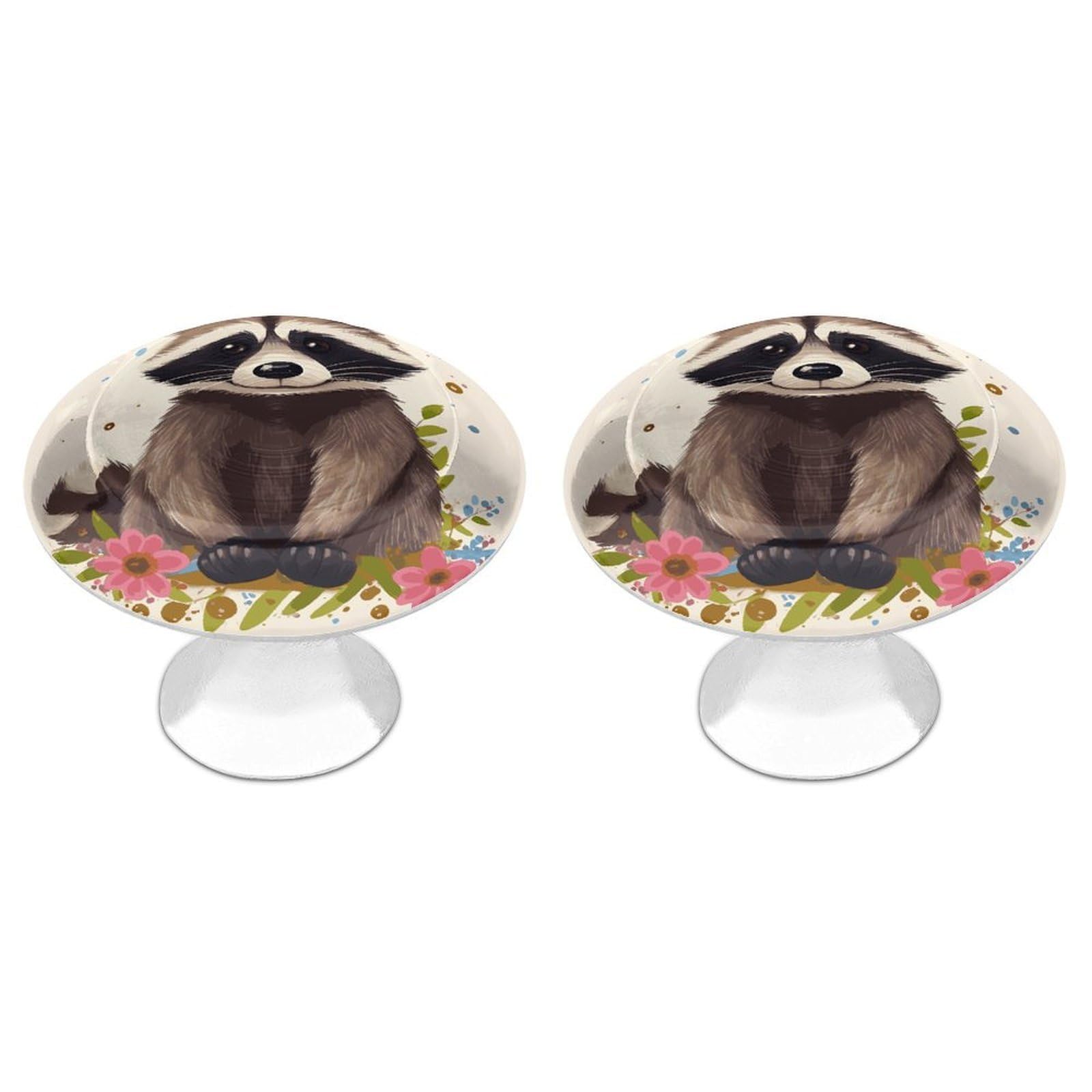 Fekiloot White Raccoon Cabinet Knobs For Kitchen Ornament, Round Zinc Decorative Drawer Pulls For Cabinets Trendy, Dresser Drawers Pulls Bathroom Dresser Knob With Screw
