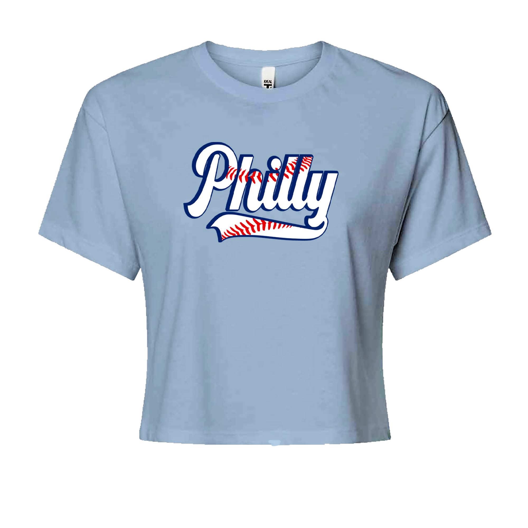 The Pxv Philly Baseball Stitching Womens Cropped T-Shirt, Soft Cotton Blend, Crop Top