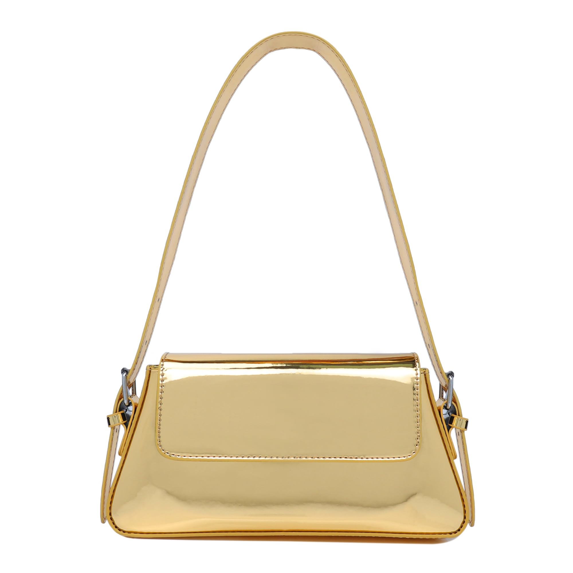 Bolso de hombro pequeño para mujer, lindo bolso de mano hobo de noche, bolso de mano Y2K plateado brillante para fiesta, graduación, boda, Oro, Pequeña