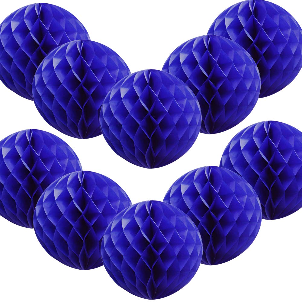 Time to Sparkle 10 Pack Tissue Paper Honeycomb Balls Table Centrepiece Lantern Garland Wedding Decoration Ball-Royal Blue, 14"(35cm) — image 1