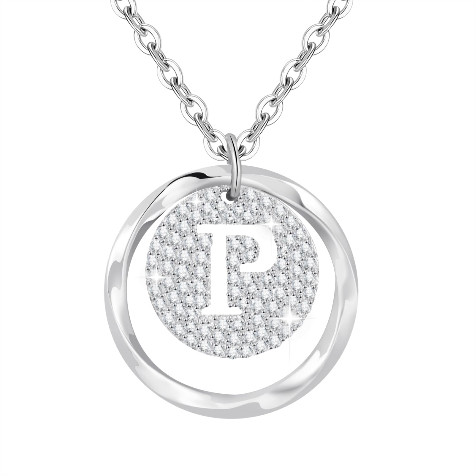 A-Z Initial Necklace for Women in 925 Sterling Silver Personalized Necklace with Silver Letter Necklace with Cubic Zirconia Adjustable Silver Jewelry for Women — view 22