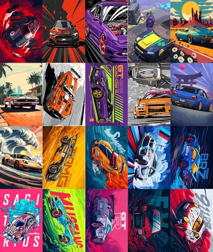 Image of Posternet Car Posters Set of 8 A4 Size Anime Posters for Boys Room - Sports Car Wall Art for Kids Bedroom Decor (Set of 20)