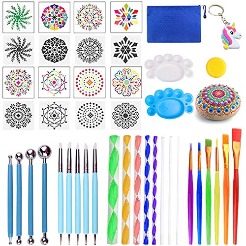 Mandala Dotting Tools,Juego de 36 piezas para pintar rocas Mandala,kit de plantilla...