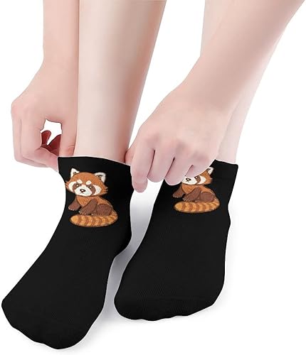 Miniatura 5 de Calcetines tobilleros de panda rojo de dibujos animados, calcetines antideslizantes de corte bajo para hombres y mujeres