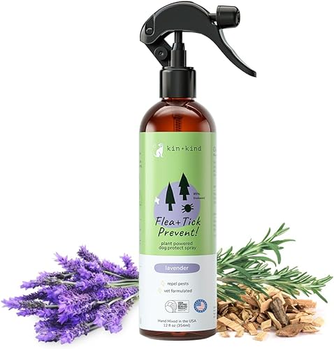 kin+kind | Spray para pulgas y garrapatas a base de plantas para perros (12 fl oz) | Lavanda