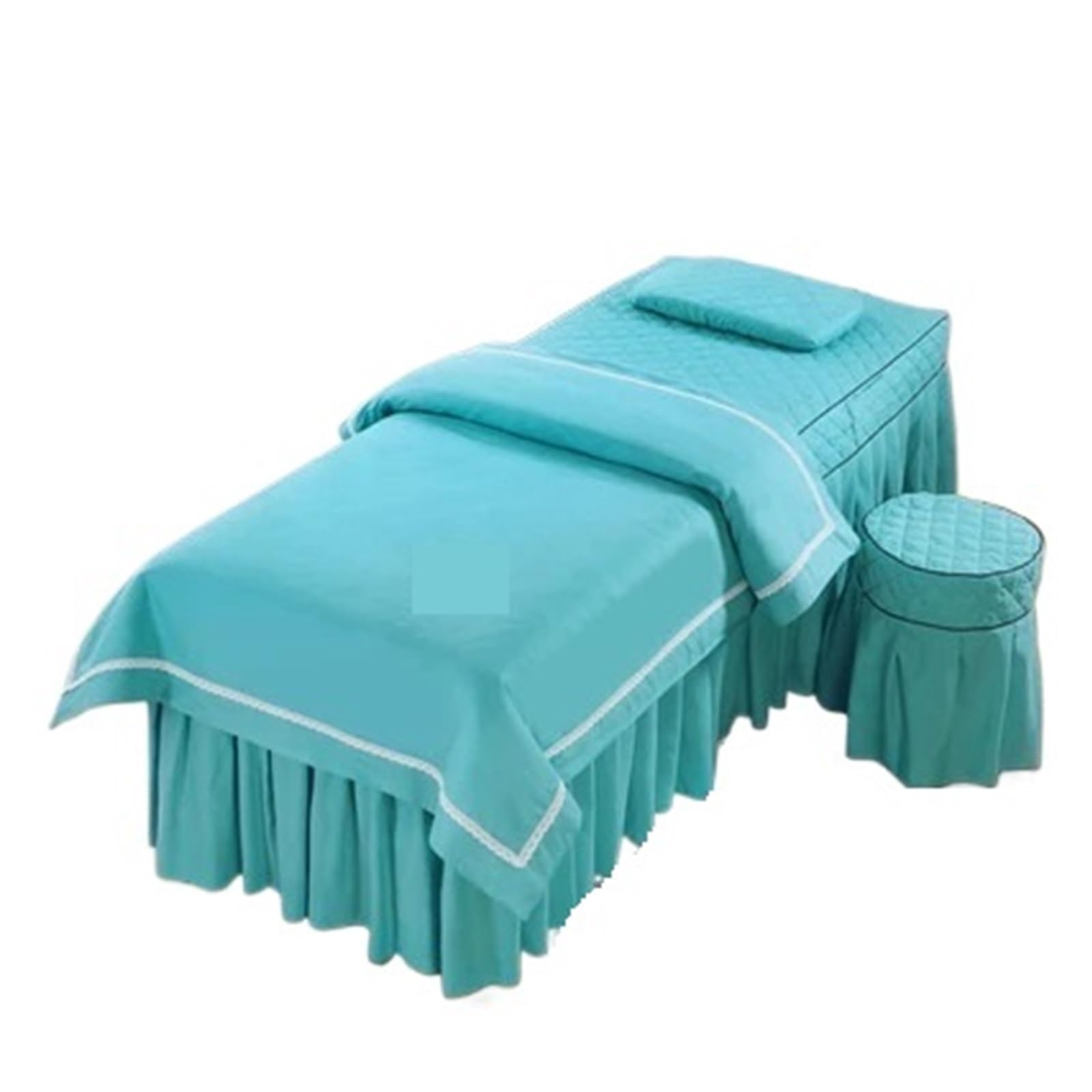 Massage Table Skirt 4pcs/Set Beauty Salon Bedding Set Massage Spa Bedskirt +Stoolcover+Pillowcase+Quilt Cover Bedspreads(Color 6,190x70cm)