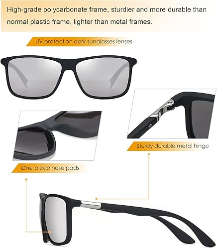 Miniatura 6 de Missfive Lentes de sol bifocales de lectura para hombre, protección UV para lectores solares al aire librelejoscercano, anteojos clásicos de diseño