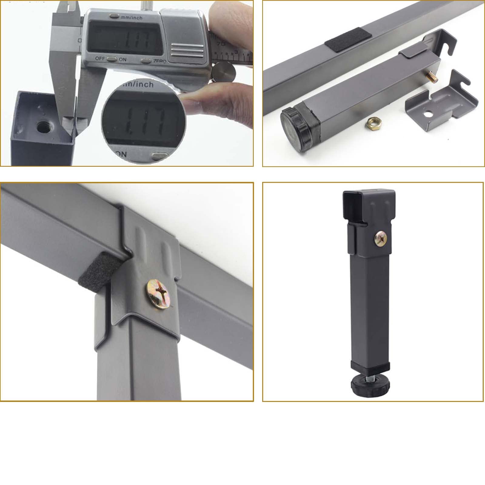 Generico 4 Piedini per Mobili in Metallo Gambe per Mobili Piedini di Supporto Regolabili Accessori per Telaio del Letto Braccio di Serraggio Opzionale Design Grigio Scuro (26 cm / 10,2 Pollici)