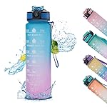 Kuber Industries Sipper Bottle 1 Litre|Water Tracker & Time Marker|Leakproof, BPA Free, Fitness Sports Water Bottle with Measurements(Gradient Blue & Purple, 1 Piece)|for Gym,Home,Travelling &Office