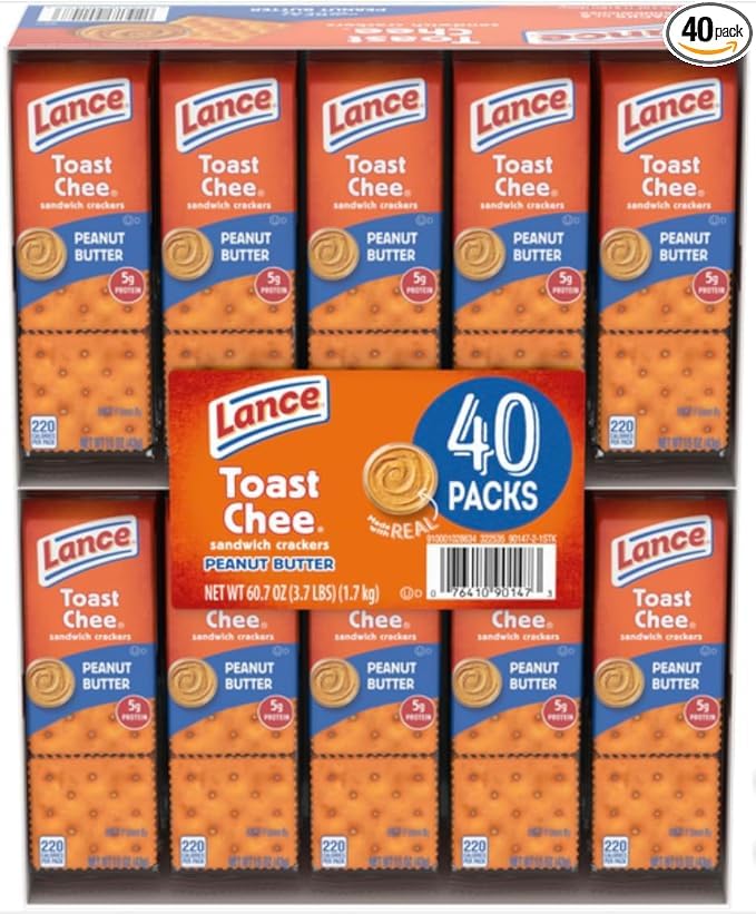 Lance Toast Chee Peanut Butter Sandwich Crackers, (40 Count) Bulk Box
