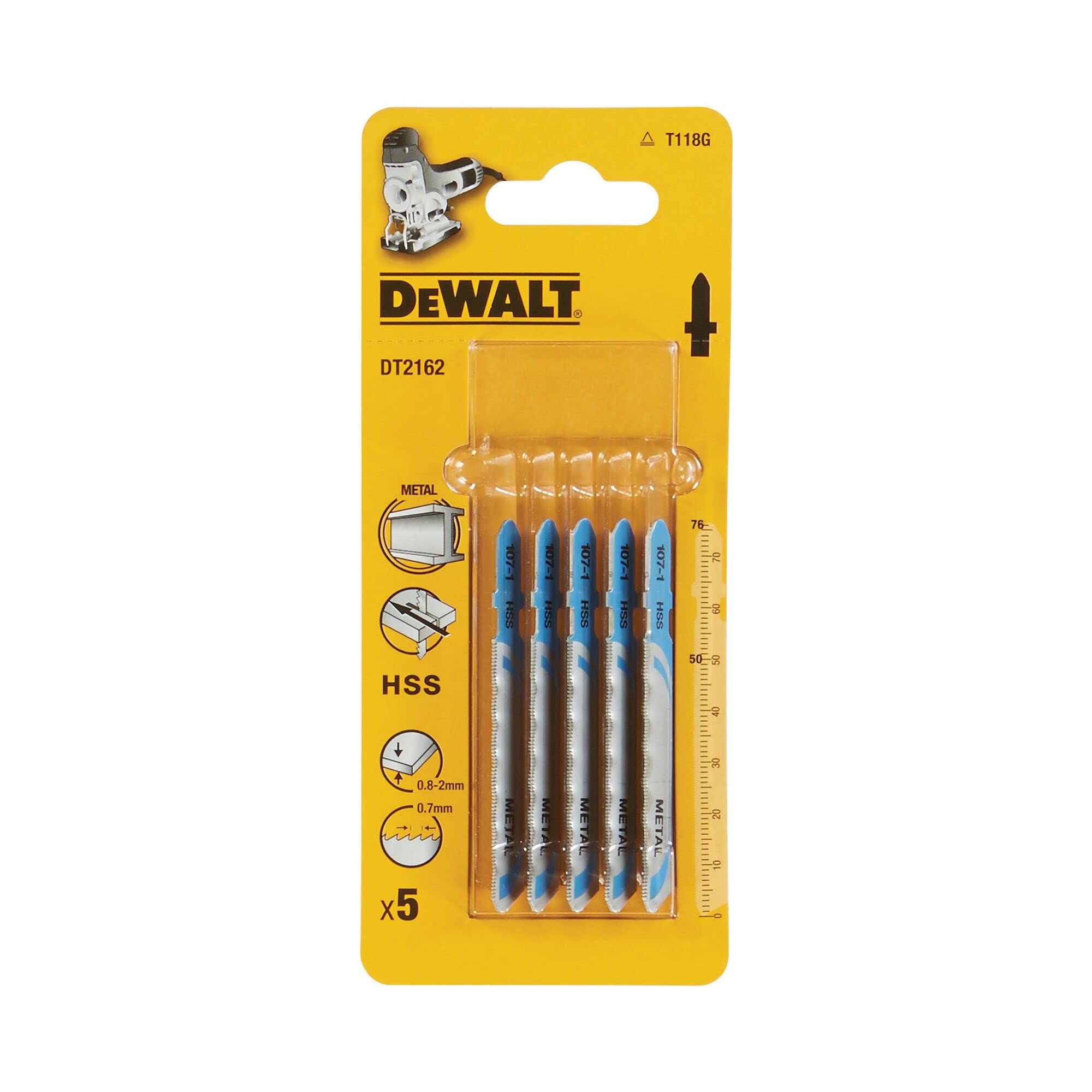 DeWalt Zestaw 5 szt. HSS brzeszczoty do metalu DT2162 76-50 mm T118G
