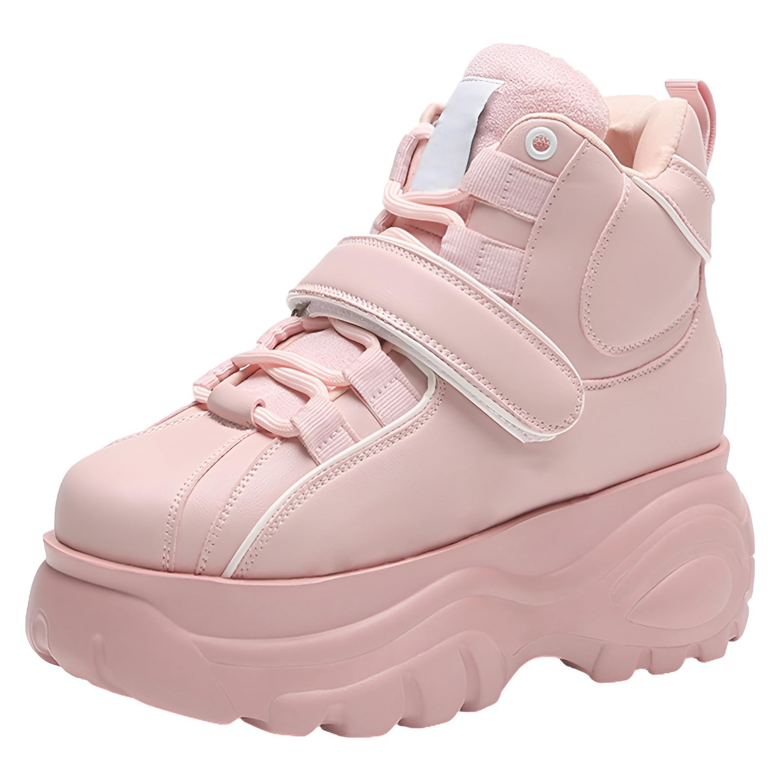 ANUFER Women's Goth Punk High/Low Top Platform Chunky Sneakers Lace Up Wedgel Heel Dad Shoes