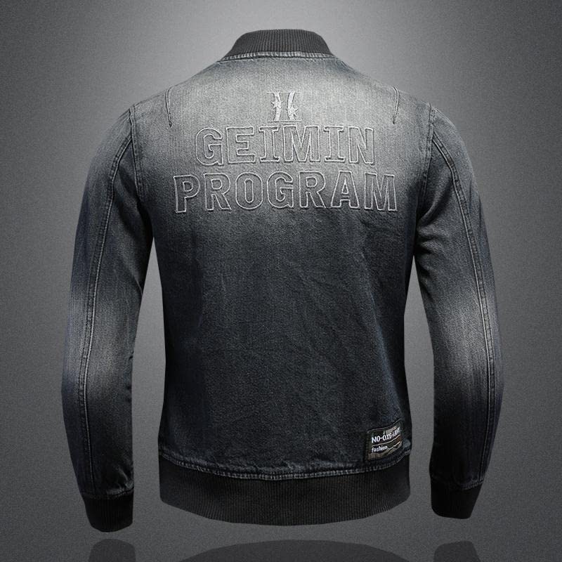 FIVETOSEVEN Retro Denim Jackets Men Embroidery Baseball Coats Slim Fit Outerwear For Male4