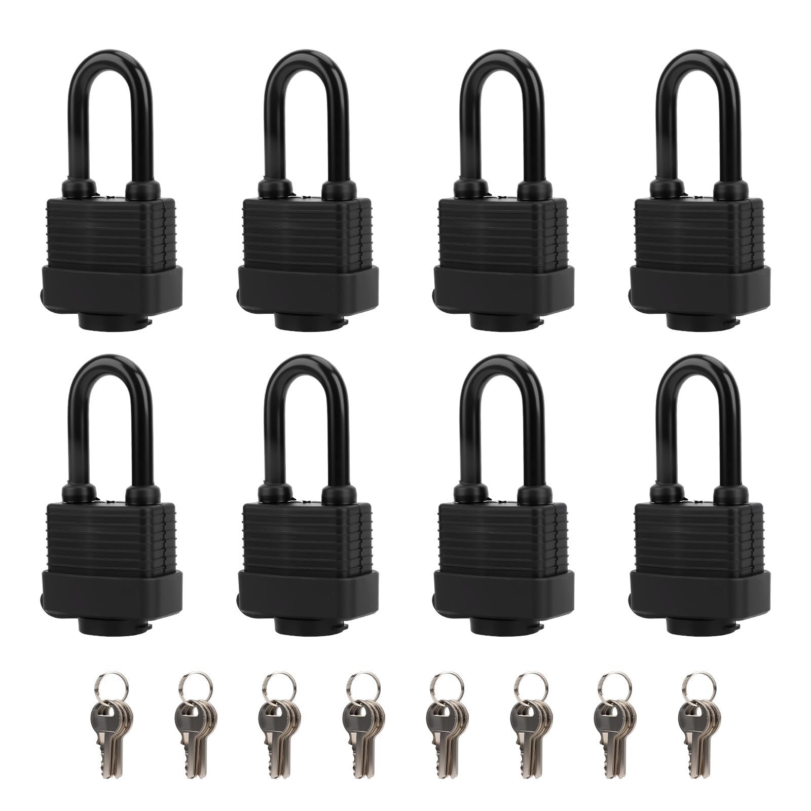 Heavy Duty Padlocks,8 Pack, 24 Keys-Anti - Weatherproof, 40mm - Reinforced Padlocks with Keys, Theft Advanced Hardened Security Lock for Fences, Gym Locker, Backyard Gates, Bicycles, Outdoor
