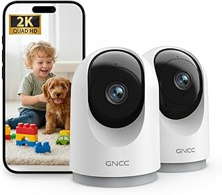 GNCC 2K Indoor Security Cameras for Pet Dog with App, 2-Pack CCTV Cameras House Security WiFi, Night Vision, Motion Detection, 2-Way Audio, Cloud/SD Storage, Works with Alexa, 2.4G WiFi Only