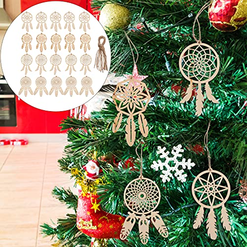 Holibanna 4 conjuntos/40 peças de madeira para apanhadores de sonhos de madeira inacabada, decoraçõe