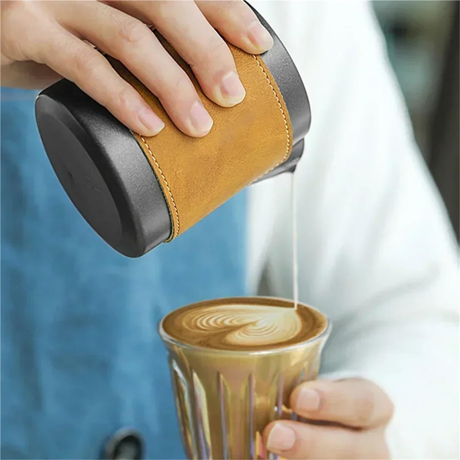 Jarra para Espumar Leche Jarra, Herramientas de café, Jarra for Taza de café, Accesorios for Espresso, Espumador de Leche Espresso, Jarra for Espuma(Sliver 400ml)