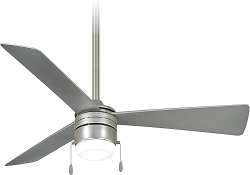 Minka-Aire F676L-BRSSL Vital Ventilador de techo con cadena de tracción de 44 pulgadas con luz LED integrada de 16 W en acabado plateado brillante