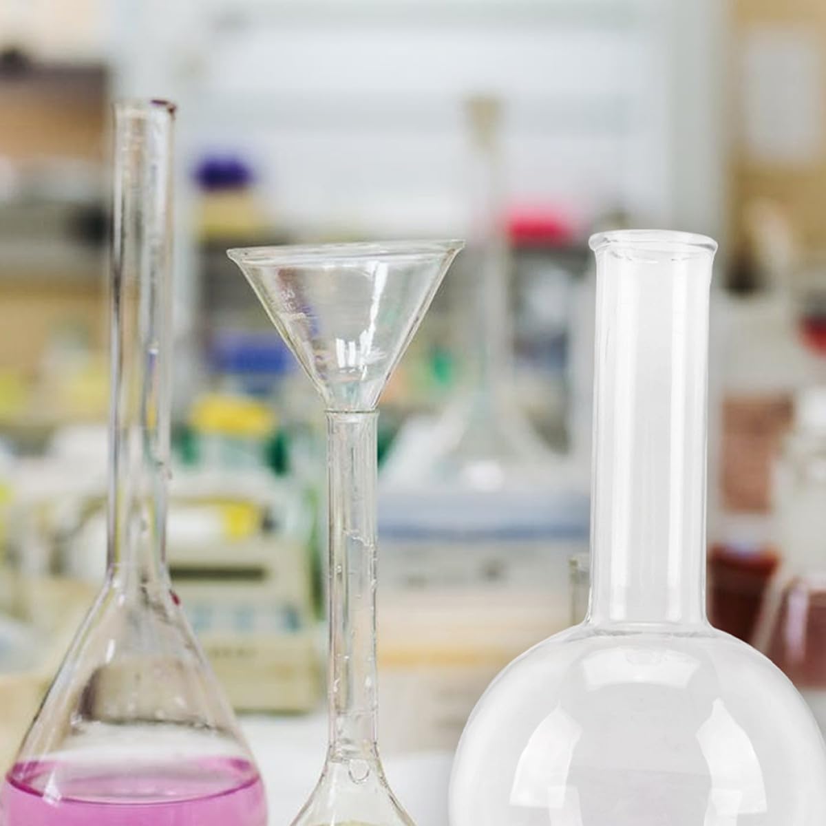 Rundkolben Laborflaschen aus Synthetischem Material mit Gleichmäßiger Wandstärke 3 Stück 250 Ml und Leicht Beobachtbarer Flüssigkeit für Lebenswissenschaften und Bildung