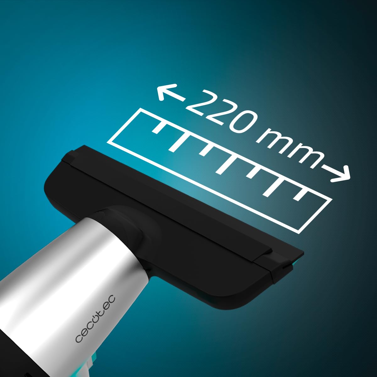 Cecotec Nettoyeur de vitres sans fil Conga Rockstar 3700 Glass. 15 W, pulvérise, nettoie et aspire, autonomie de 30 min, buse de 220 mm, réservoir de récupération d’eau, 75 m²