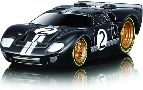 1966 GT40 MKII #2 Black with Silver Stripes and Gold Wheels 1/64 Diecast Model Car by Muscle Machines 15545