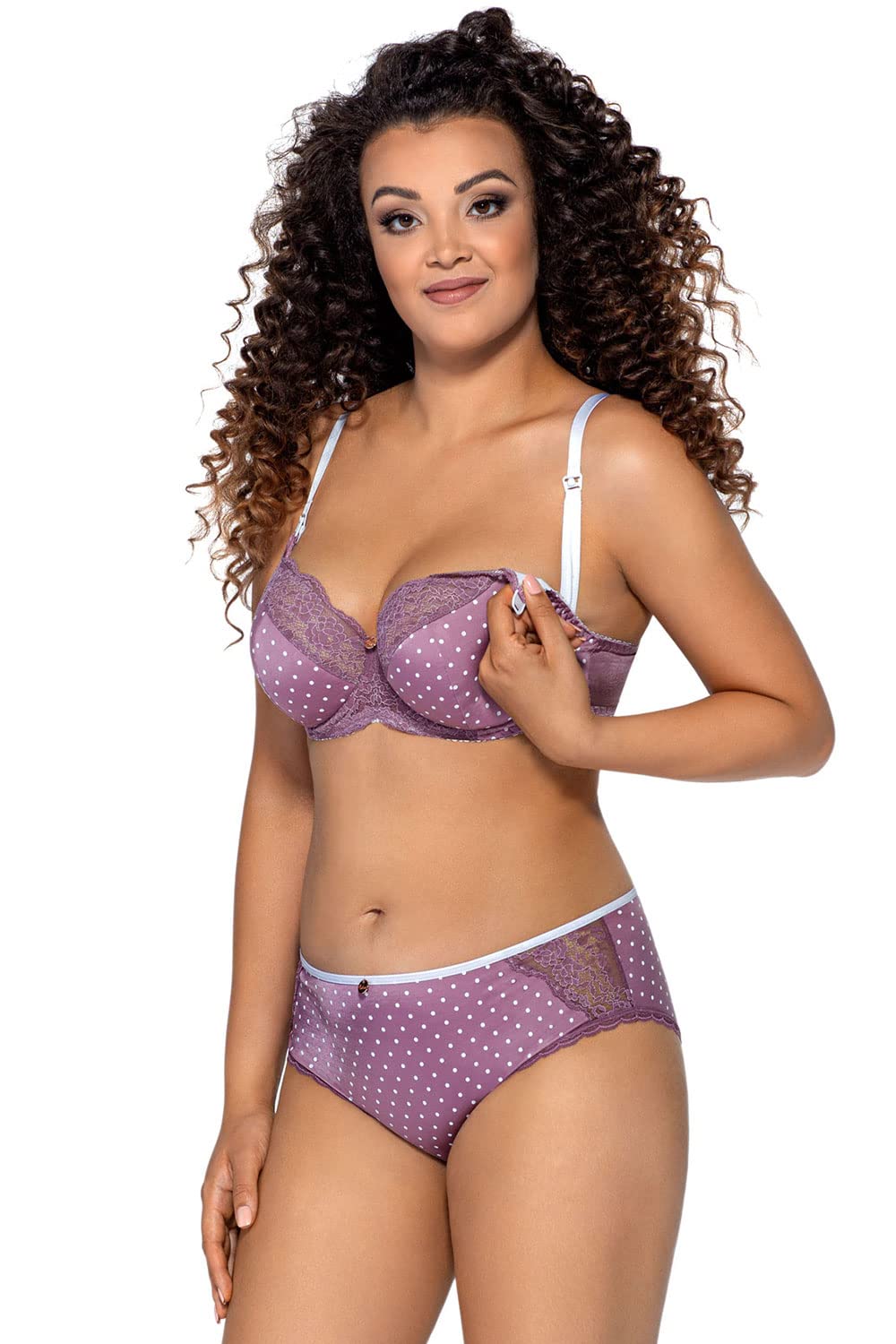 Ava Reggiseno Semi Imbottito da Allattamento A Pois con Pizzo 1989 Indi