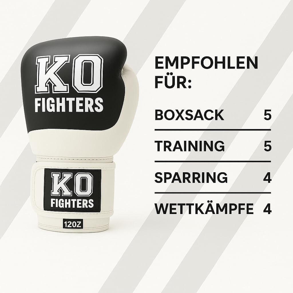 Guantoni da boxe – kickboxing, boxe e MMA – Pelle vega, chiusura in velcro – Guanti da allenamento per principianti e avanzati – Borsa per il trasporto inclusa – Nero e bianco