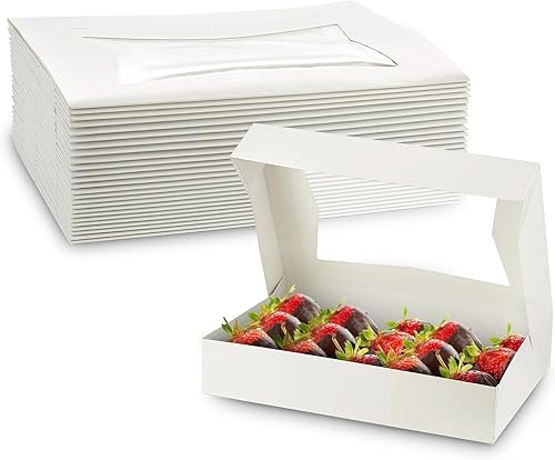 MT Products - Caja blanca de cartón para panadería de12 pulgadas de largo, x 8 pulgadas de ancho x 2.25 pulgadas de alto., Blanco