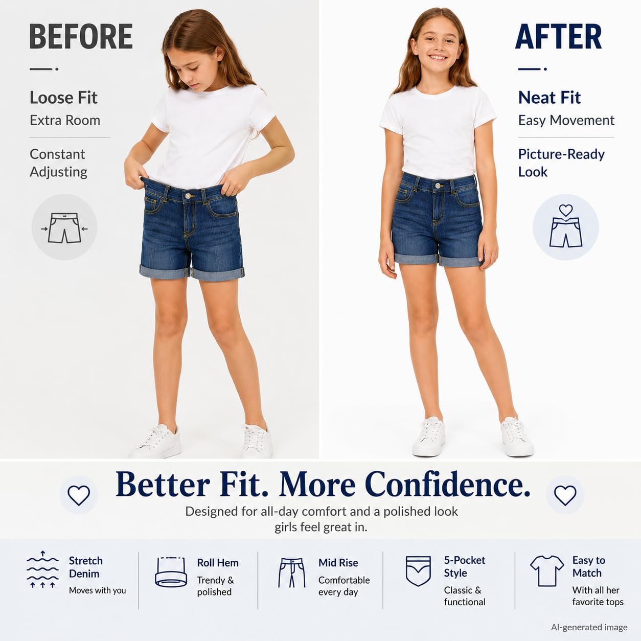 Bienzoe Short de Jean pour Fille