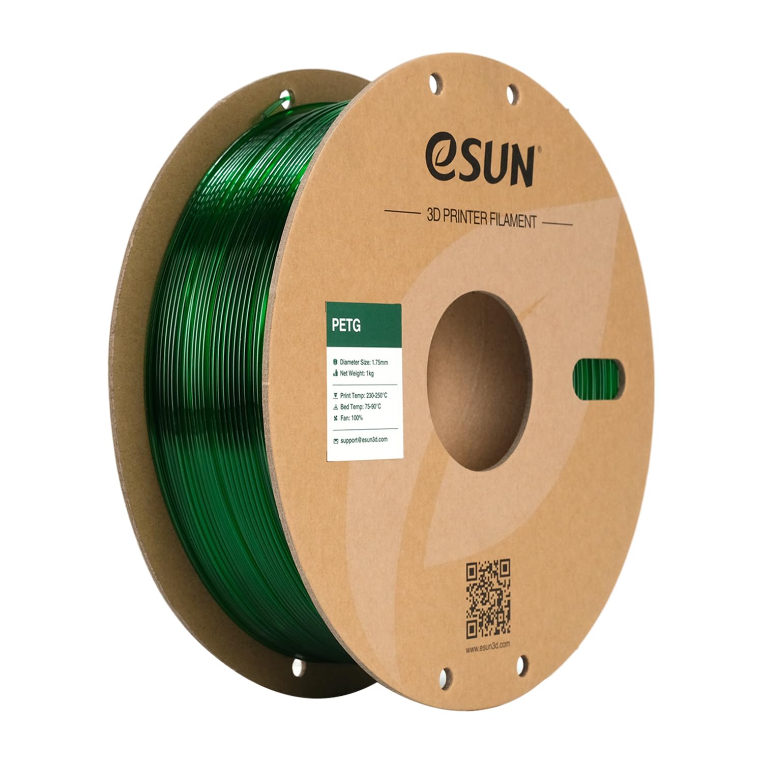 eSUN filament do drukarki 3D PETG, filament PETG 1,75 mm, dokładność wymiarów +/- 0,05 mm, 2,2 funta (1 kg), szpula, filament 3D do drukarek 3D
