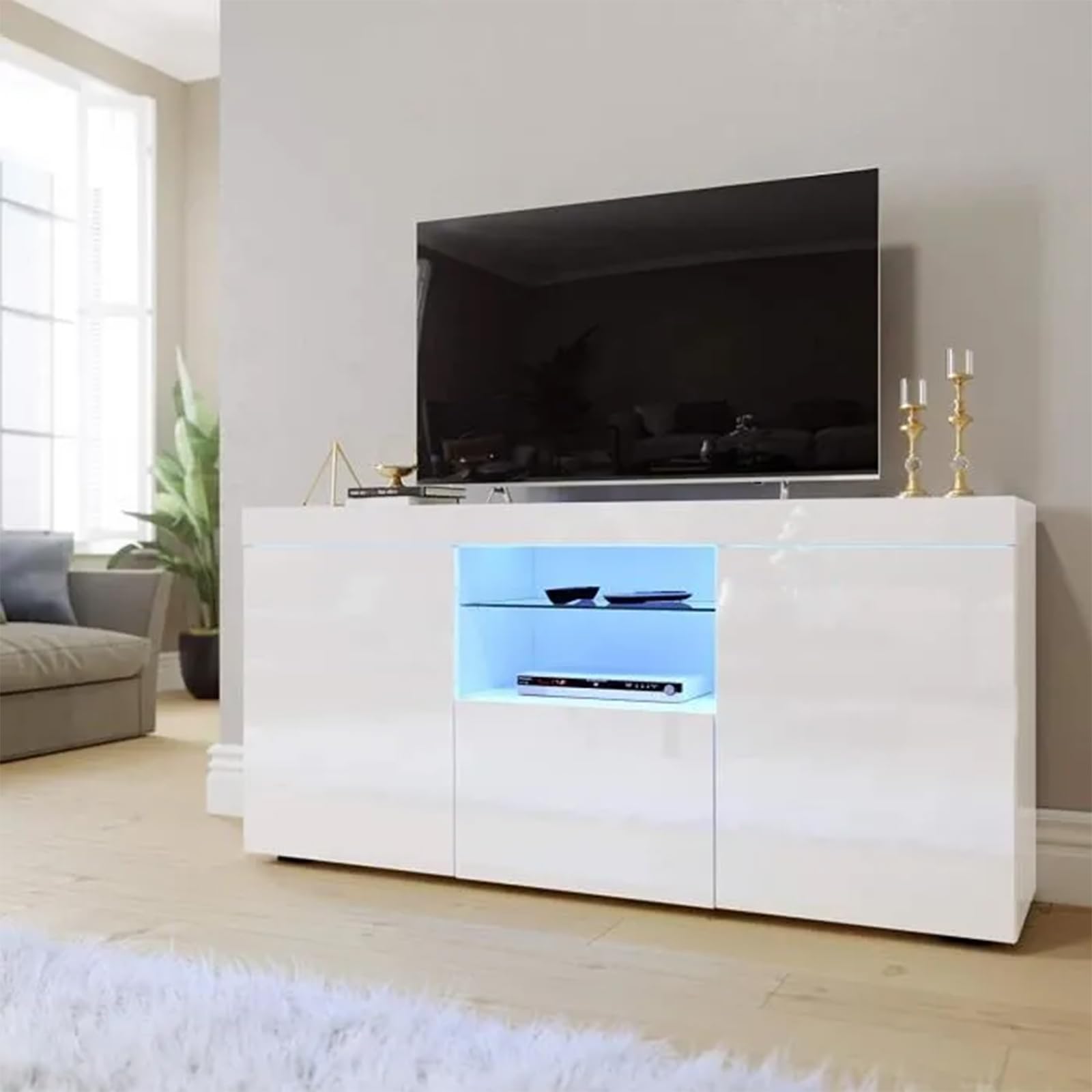 Dripex Mueble bajo para TV con iluminación LED, 135 x 70 x 35 cm